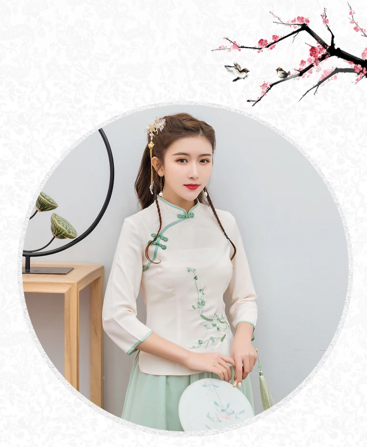 Традиционный китайский Hanfu одежда для женщин Qipao юбки Cheongsam топы новогодние винтажные футболки костюм Тан сценические Платья для вечеринок