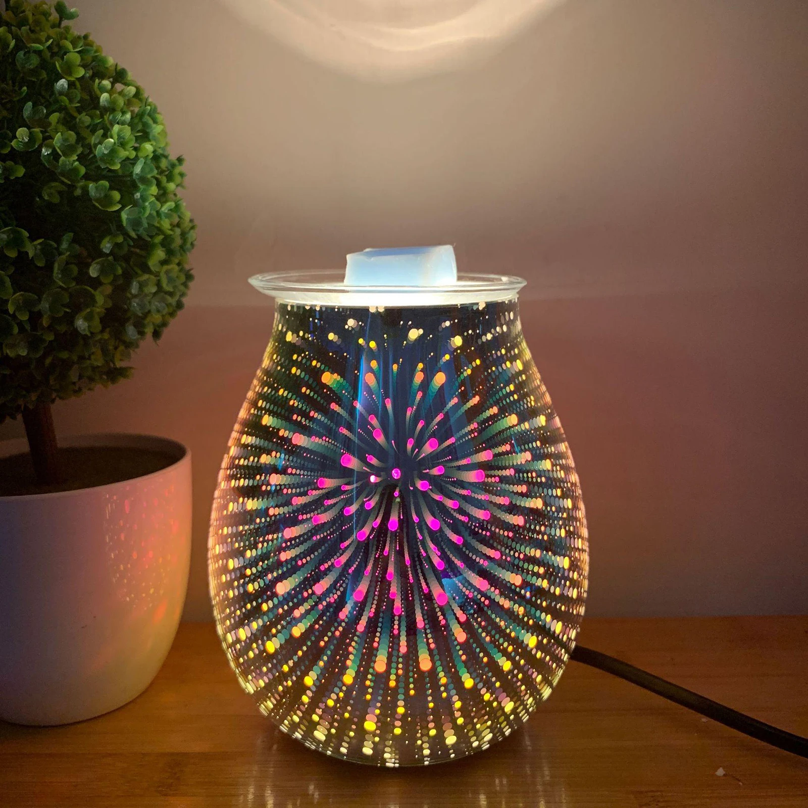 Electric Wax Melt Burner Glass Firework Aroma Diffuser Light Gift Decor