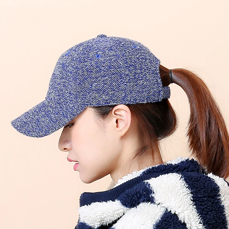 Outdoor Cotton Hat Bone Wear Double Color Winter Knit Warm Baseball Caps Snapback Baseball Cap Female Felt Hats - Цвет: Royal blue