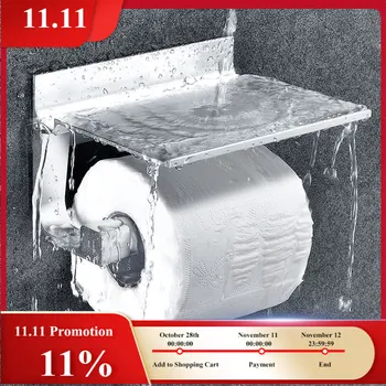 

Practical Toilet Paper Holder Aluminum Multi-function Storage Racker Bathroom Towel Shelves Free punching Roll Paper Holder