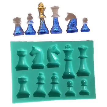 

3D Chess Silicone Fondant Mold Polymer Clay Resin Molds Cake Baking Decorating Tools Chocolate Candy Gumpaste Moulds K826