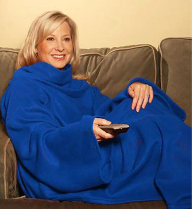 HMSU Women Men Warm Soft Coral Fleece Cuddle Snuggle Blanket with sleeve  family winter warm wool blanket robe shawl with sleeve - AliExpress