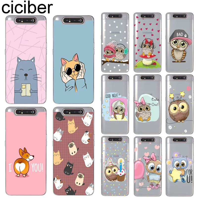 

ciciber Phone Cases for Samsung Galaxy A50 A70 A80 A40 A30 A20 A60 A10 A20e Soft Silicone TPU Cover Animal Owl Cat Corgi Fundas