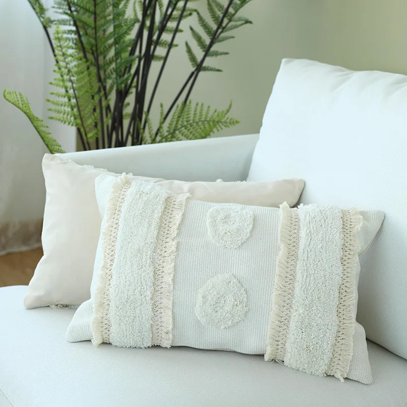 DUNXDECO наволочка для подушки, декоративная подушка-тафтинг, чехол, современный простой геометрический узор, в горошек, в полоску, для дивана, стула, постельные принадлежности, украшение Coussin