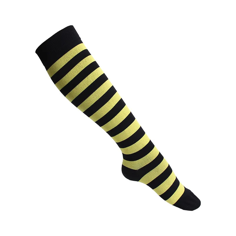 6 Men&Women Compression Socks Leg Support Stretch Outerdoor Breatheable Colorful Stripe Knee High Sock DropShip for Chirstmas Gift - Color: 6