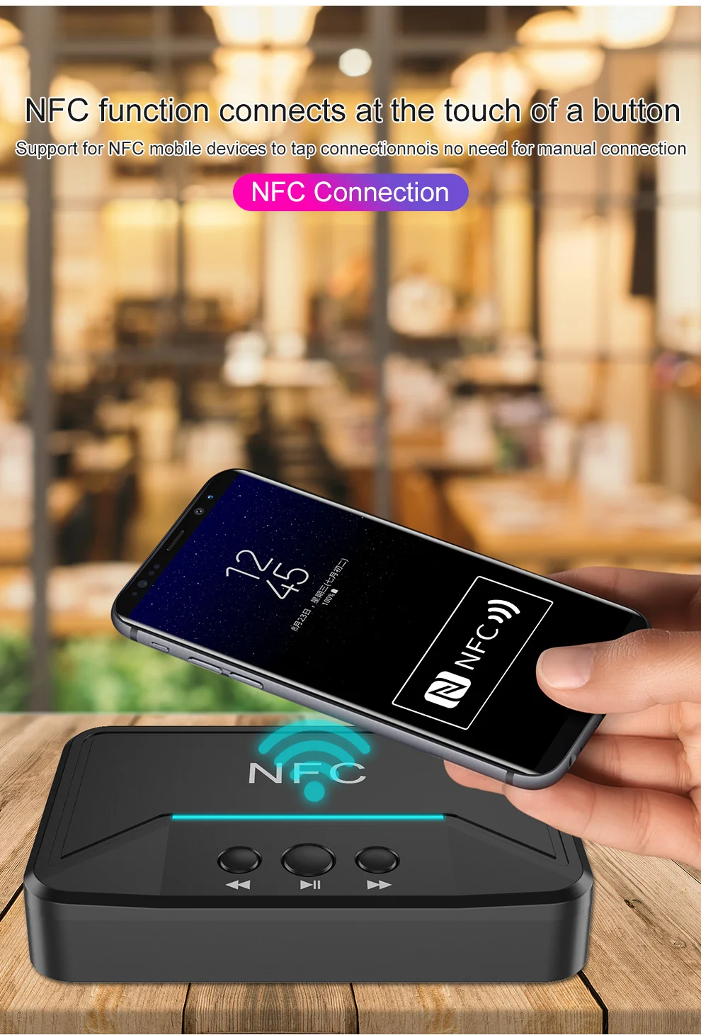 Bluetooth приемник NFC/USB диск музыка чтение стерео беспроводной адаптер 3,5 мм AUX Автомобильный Динамик Bluetooth аудио приемник