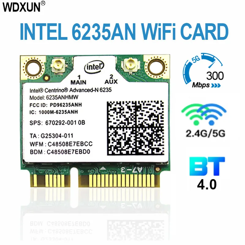 WIFI Intel Centrino Advanced-N 6235 6235 Mini WiFi Thẻ PCI-E 802.11agn Kép 300 Mbps Không Dây Bluetooth 4.0 phone lan adapter