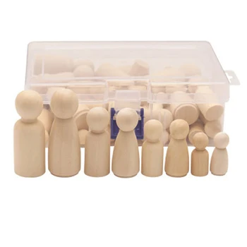 

Wooden Peg Dolls Toy Painted Doll Crafts Decoration Display Kids Tool Accessories Kids Painted Doll 117X162X57mm TB Sale