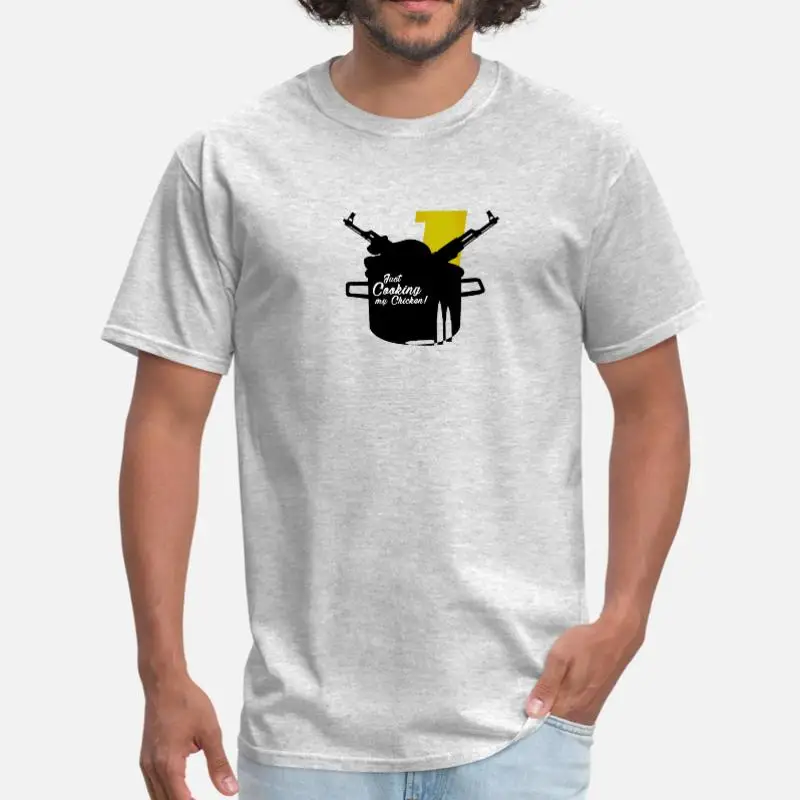 Men-Gray Just Cooking My Chicken! Mens T-Shirt Cotton Round Neck Sunlight T-Shirt Man Plus Size S-5xl Solid Color Pop Top Tee - Цвет: Men-Gray