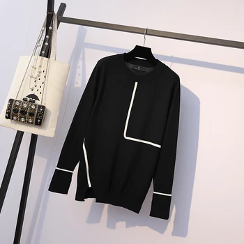 

Plus Size Knitted Sweater Women 2020 Autumn New Arrival Pullover Split Juniors Fashion Sweaters Slim Knitted Blouse Tops XL-5XL