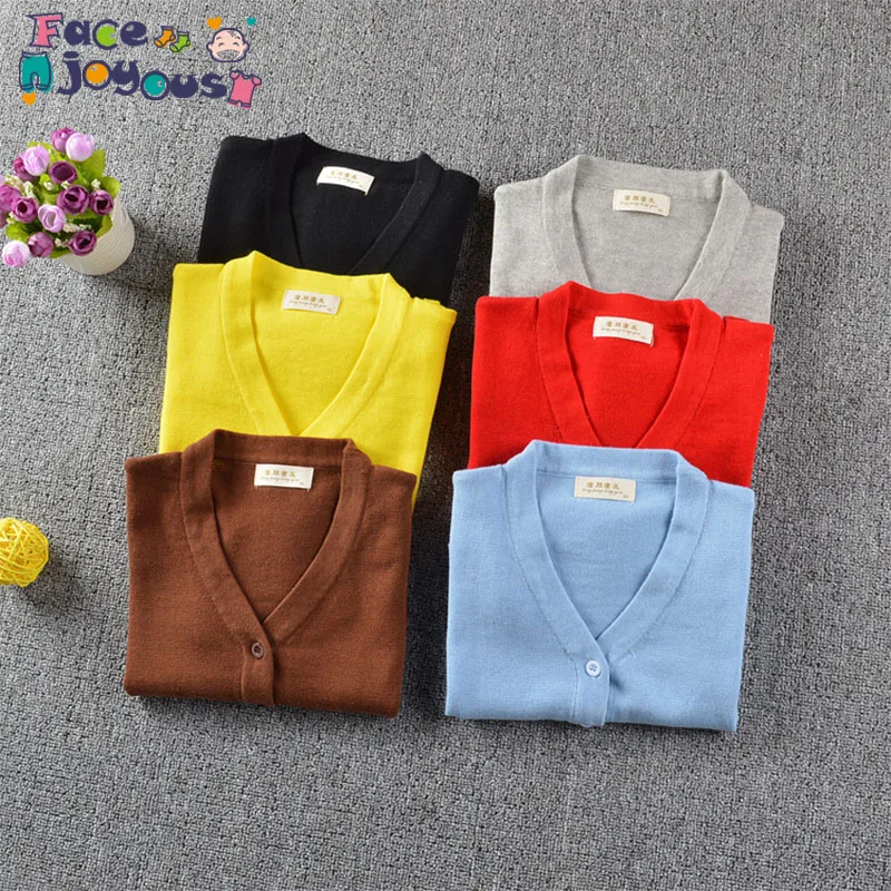 

2019 Hot Children Clothing Boys Girls Candy Color Knitted Girls Cardigan Sweater Girls Clothes Spring Autumn Cotton Outerwear