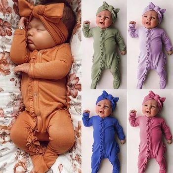 

Newest Infant Baby Boy Girl Romper Playsuits Bodysuit Sleepwear Pyjamas With Headband Clothes Kids Baby Girl Blanket Sleepers