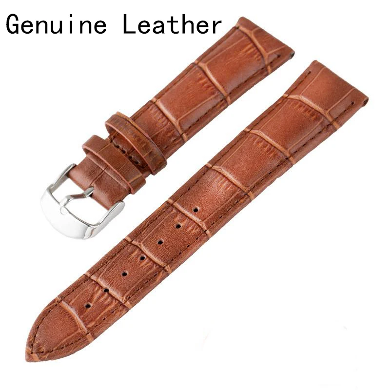 Стальной ремешок с пряжкой-бабочкой из крокодиловой кожи, аксессуары для часов, мужские коричневые, черные, 18 мм, 20 мм, 22 мм, ремешок для Iwatch - Цвет ремешка: Brown Leather