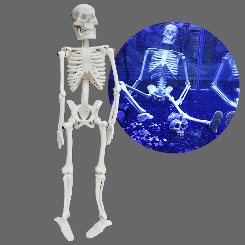 

Aquarium Decoration Skeleton Fish Tank Ornament Decor for Great Gift Bone Skull Length 20CM Reptile Box Halloween Horror