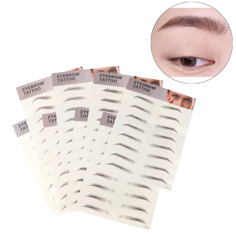 8 Pairs/Sheet 3D Hair-Like Eyebrow Tattoo Sticker False Eyebrows Long Lasting Waterproof Makeup Eye Brow Stickers Cosmetics