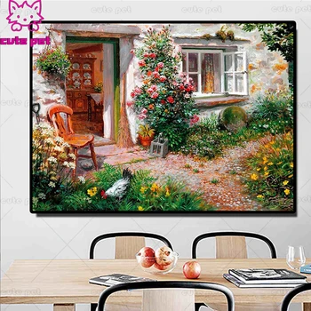 

Full square Round drill Diamond embroidery Retro Style farmhouse 5D DIY diamond Painting Cross Stitch Rhinestone Mosaic hobby