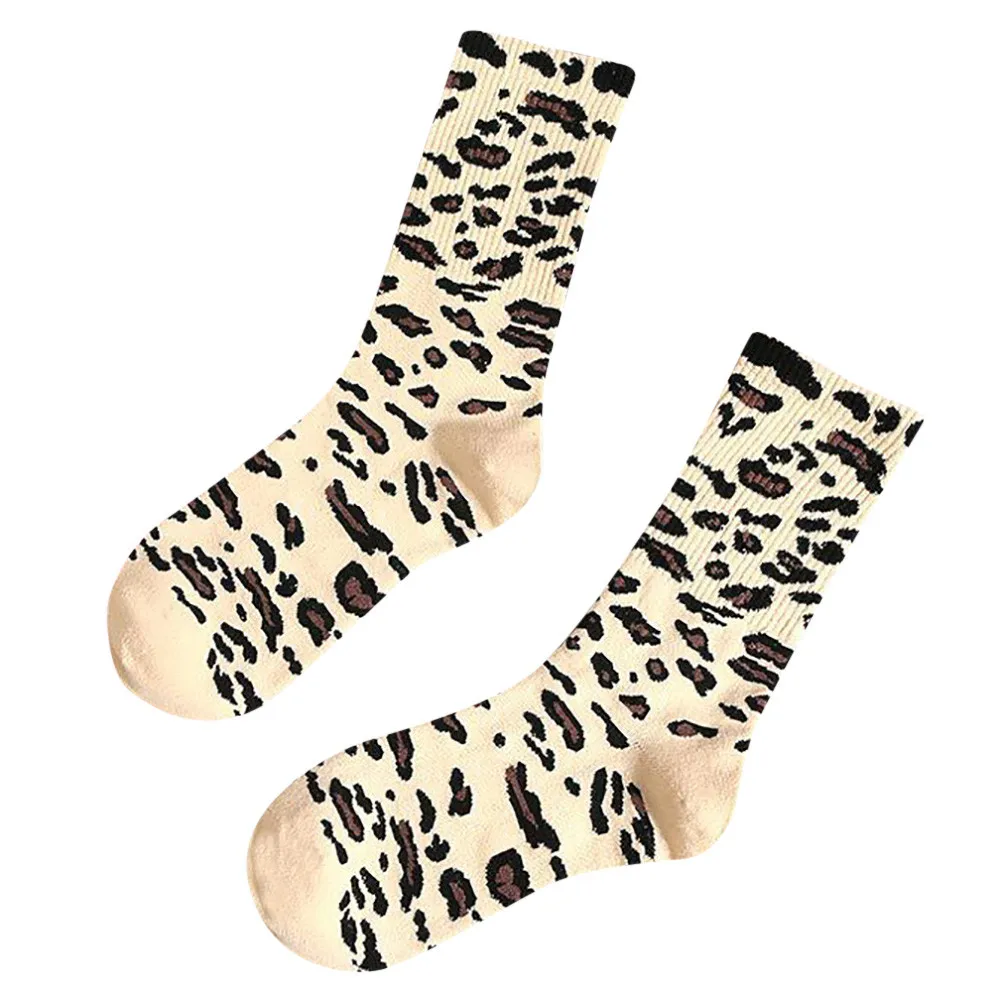 Леопардовые носки унисекс Зимние теплые удобные мягкие носки с жемчужным принтом Рождественский подарок Горячая calcetines mujer divertido женские - Цвет: A