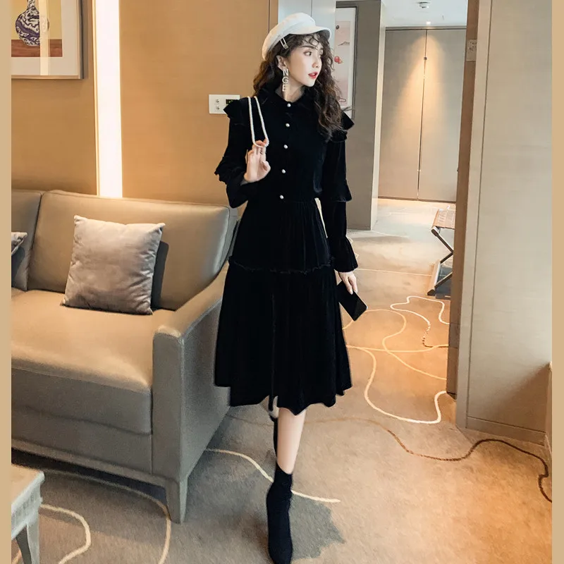 

2019 Autumn Clothing New Style Online Celebrity Goddess Elegant Velvet Fashionable Two-Piece Set