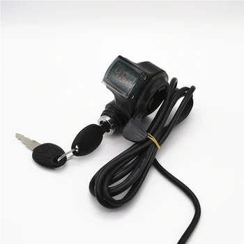 

Electric Bicycle Thumb Throttle Display Battery Voltage Switch Power E-Bike Finger Thumb Throttle with Key Lock