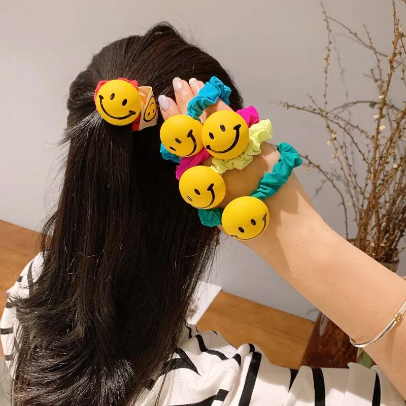 

Children Smile Hair Tie Elastic Hair Band For Women Candy Color Cute Smile Hair Accessories Headband Cartoon Hair Band Wholesale