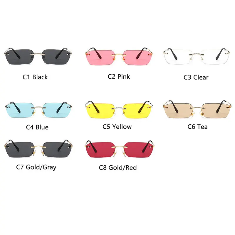 Occhiali da sole rettangolari senza montatura trasparenti occhiali da sole  donna uomo Fashion Brand Designer protezione UV400 piccole tonalità  zonnebril dames|Women's Sunglasses| - AliExpress