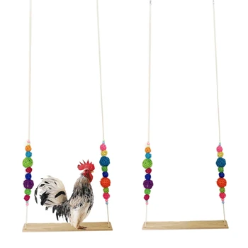 

2 Pcs Wooden Hanging Parrot Swing Stand Suspension Bridge Roosting Bar Coop Toys