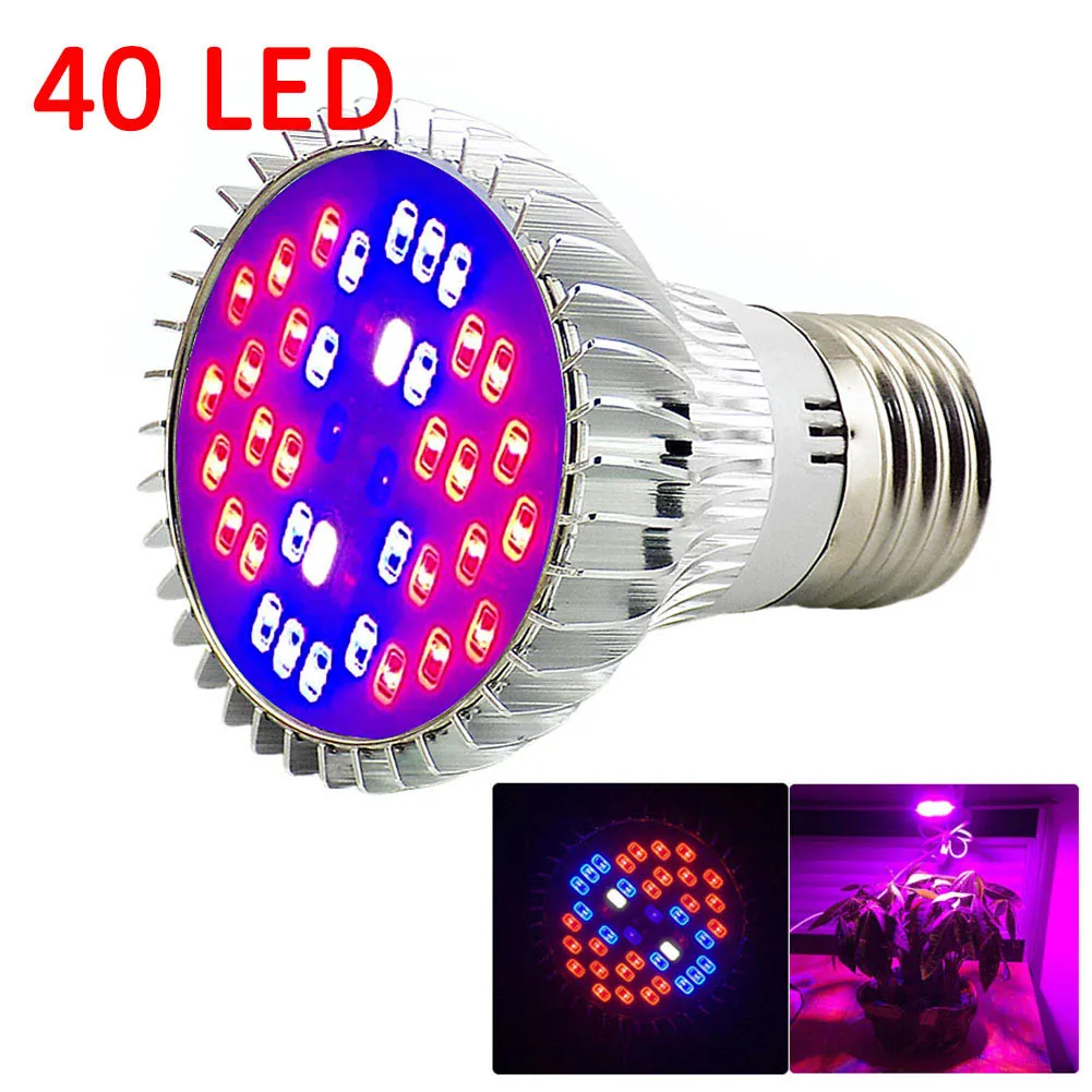 40 LED UV Full Spectrum plant grow Lights bulbs lamp for veg flower Hydroponic growing lighting indoor greenhouse growbox tent