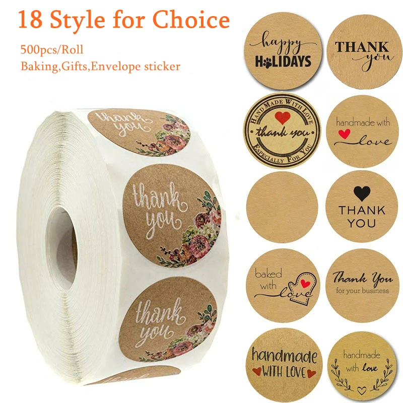 

Art Kraft Paper Thank You Sticker Unicorn Wedding Decor Mariage Label for Kitchen Home Baking Decorations Party Decoration 500pc