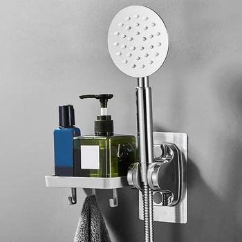 

Self Adhesive Soap Dish Household With Hooks ABS Plating Multifunctional Fixed Support Shower Holder Heavy Duty Sock Towel