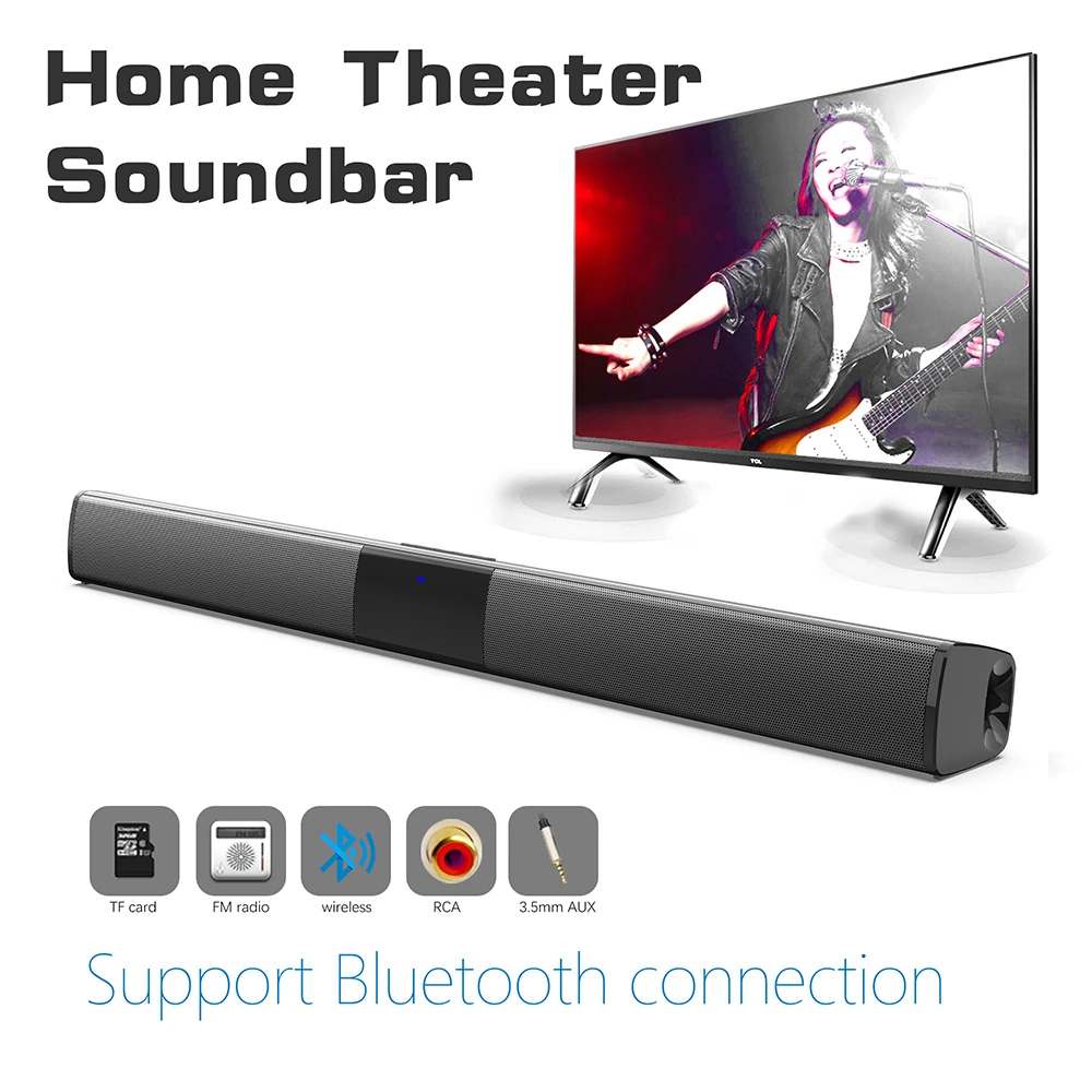 Wireless Bluetooth Speaker 40W Home Theater TV Sound Bar Surround Stereo Subwoofer with Remote Soundbar for TV Computer boombox