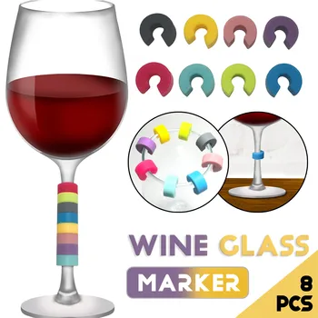 25 #8 sztuk Mini koło silikonowy kieliszek na wino Marker puchar pierścień identyfikacyjny dla Party Recognizer etykiety gumowe Marker akcesoria tanie i dobre opinie ISHOWTIENDA CN (pochodzenie) Z tworzywa sztucznego