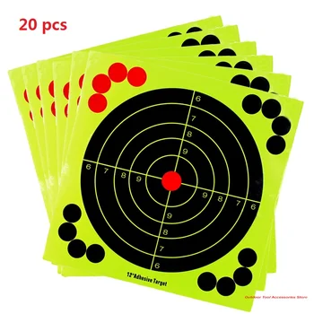 

20Pcs 12 Inch Hunting Training Target Paper Fluorescence Sticker Shooting Gun Paintball Air Gun Shooting Range High Quality