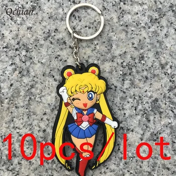 

10pcs/lot Hatsune Might Sailor Moon Double-sided Silicone Backpack Decoration Pendant Car Keychain