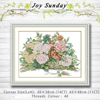 

The rose flower basket decor Patterns 14CT 11CT Counted Cross Stitch Sets Wholesale Chinese Cross stitch Embroidery Needlework
