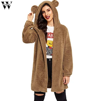 

Womail Women Sweatshirt Lovely With Bears Ear Solid Hoodie Pullover Warm Faux Fur Fluffy Sweatshirt Cute Casual Coat 827