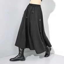 LANMREM зимняя новая прошитая юбка с эластичной резинкой на талии, индивидуальная юбка большого размера, нестандартная однотонная модная юбка PC067