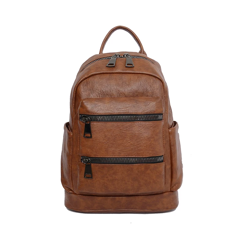 Double Zipper Pu Leather Women Backpack Multifunction Travel Rucksack Female Anti-theft Shoulder Bag Mochila Gris Mujer | Багаж и сумки