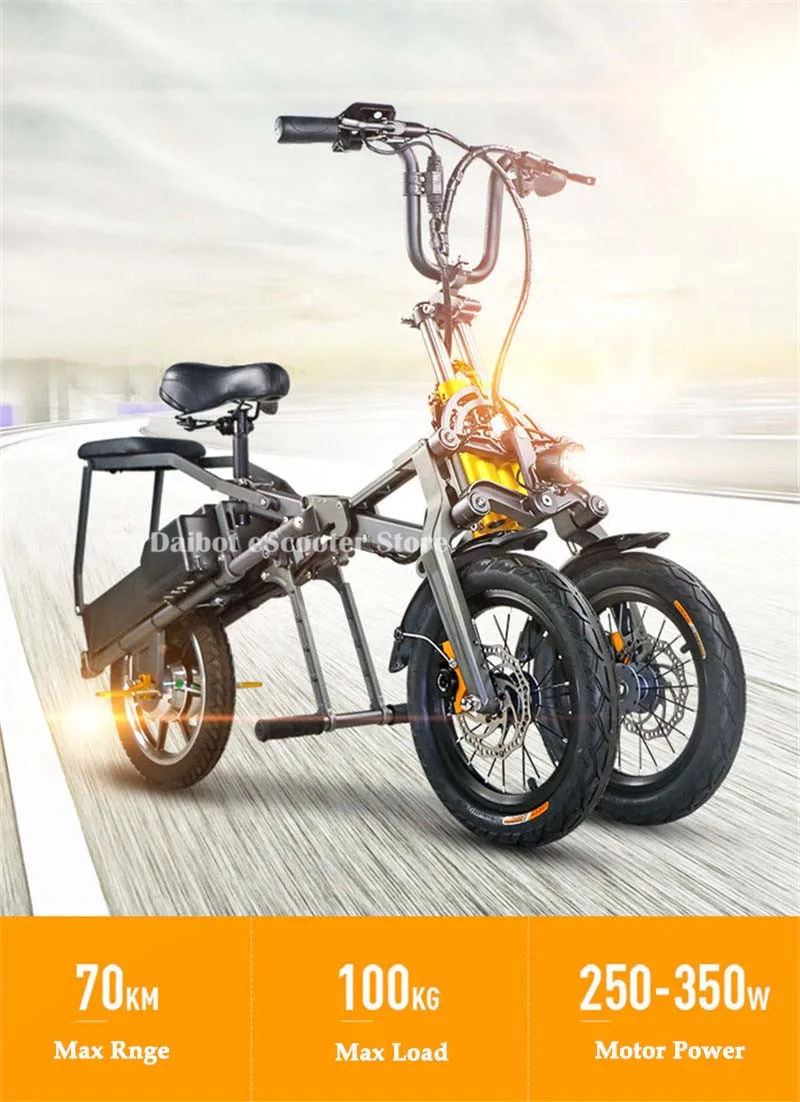 Daibot Fast Electric Scooter 3 Wheels Electric Bicycle 14 Inch 48V 350W One Button Portable Folding Electric Bike For Adults (13)