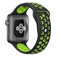 Мягкий силиконовый спортивный ремешок для apple watch ремешок 40 мм 44 мм браслет для iwatch 5 4 3 2 1 дышащий ремешок для часов 42 мм 38 мм - Цвет ремешка: black green