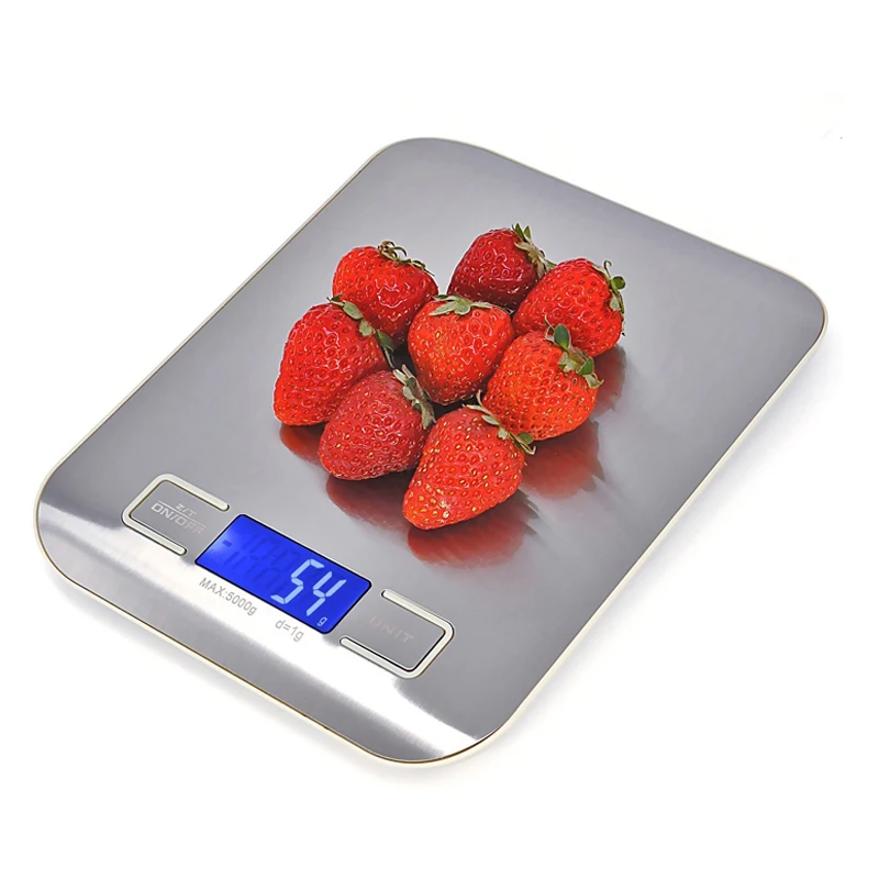 Balanza Digital electrónica para alimentos, balanza portátil de acero inoxidable para cocina o cafetería, con batería AAA de 5KG/LB/OZ/G