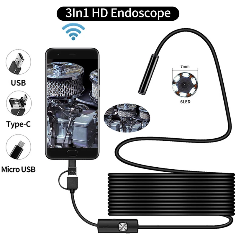 Qzt Micro Usb Endoscope Camera Wifi Borescope Inspection Camera