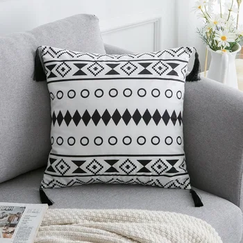 

Bohemian Silver Grey Pillows Cover Geometric Print Gray Polyester Sofa Cushion Cover Livingroom Nordic Decorative Throw Pillows