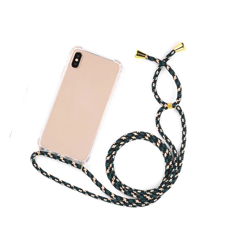 Прозрачный чехол для iPhone 7 для телефона 8 7p 8p Xs мягкий TPU высококачественный чехол для телефона ожерелье-шнурок с кулоном плечевой ремень веревка шнур