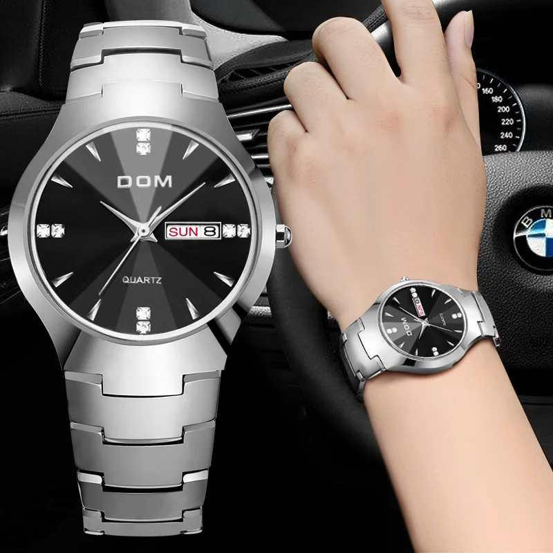 

DOM (Dom) Watch Fashion Coatings Mirror Tungsten Steel Waterproof Quartz Watch w-698- 1M2