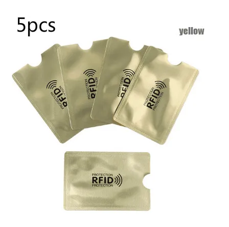 yellow 5 шт./упак. анти блокировки RFID считыватель кошелек блокировки банк Кредитная карта Id держатель для карт банк защитный Алюминий металлический корпус для карт подставкой NFC - Цвет: yellow