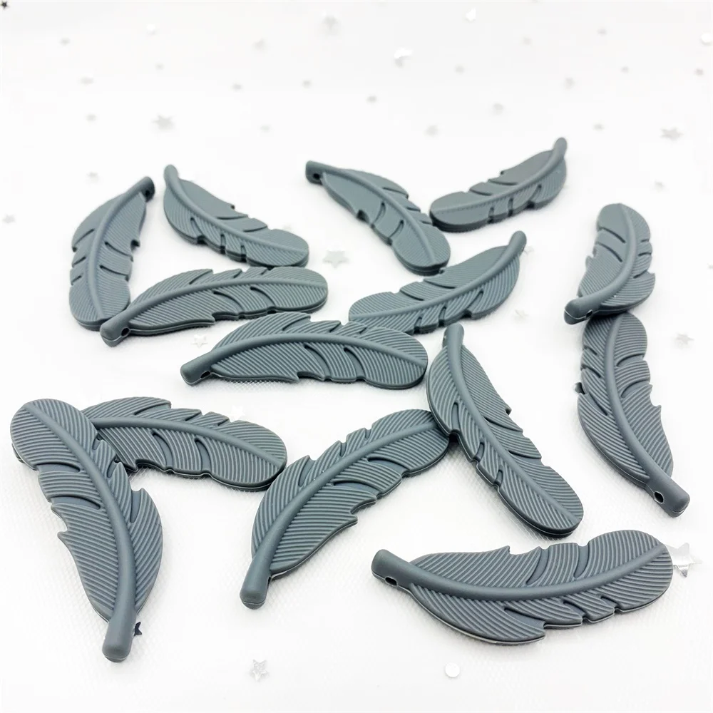 10pcs/lot Silicone Teether Feather Beads Handmade Accessories Teething Toys For Infant Newborn Gift Baby Bpa Free Teether