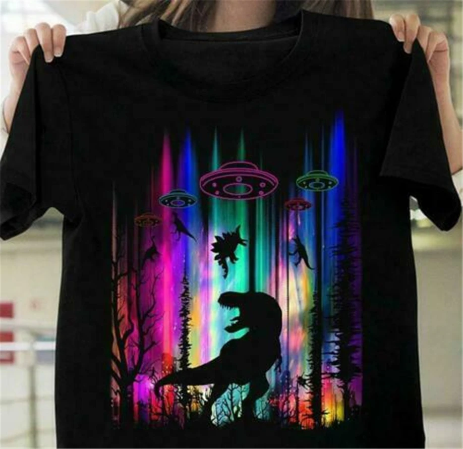 Dinosaur &amp Spaceship Men T-Shirt Cotton S-3Xl Top Quality Tee Shirt |