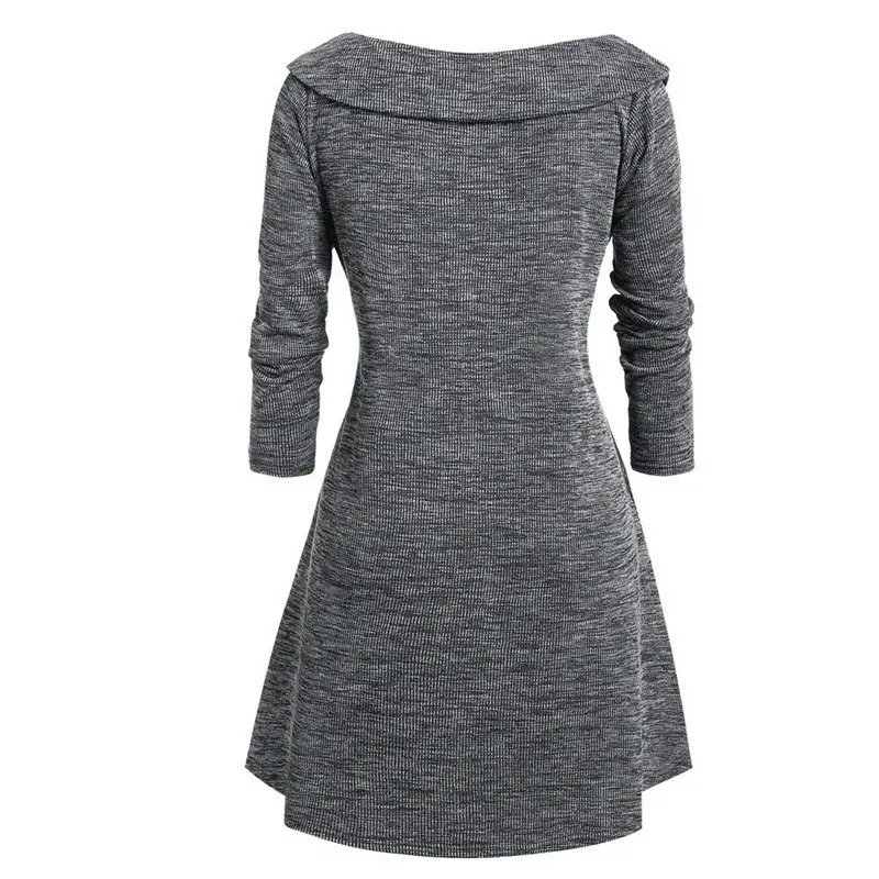 Spring Autumn Knitted A-line Dress Women Long Sleeve Mini Swing Dress Stetch Sexy V-neck Casual Dresses Vestidos Plus Size 5XL