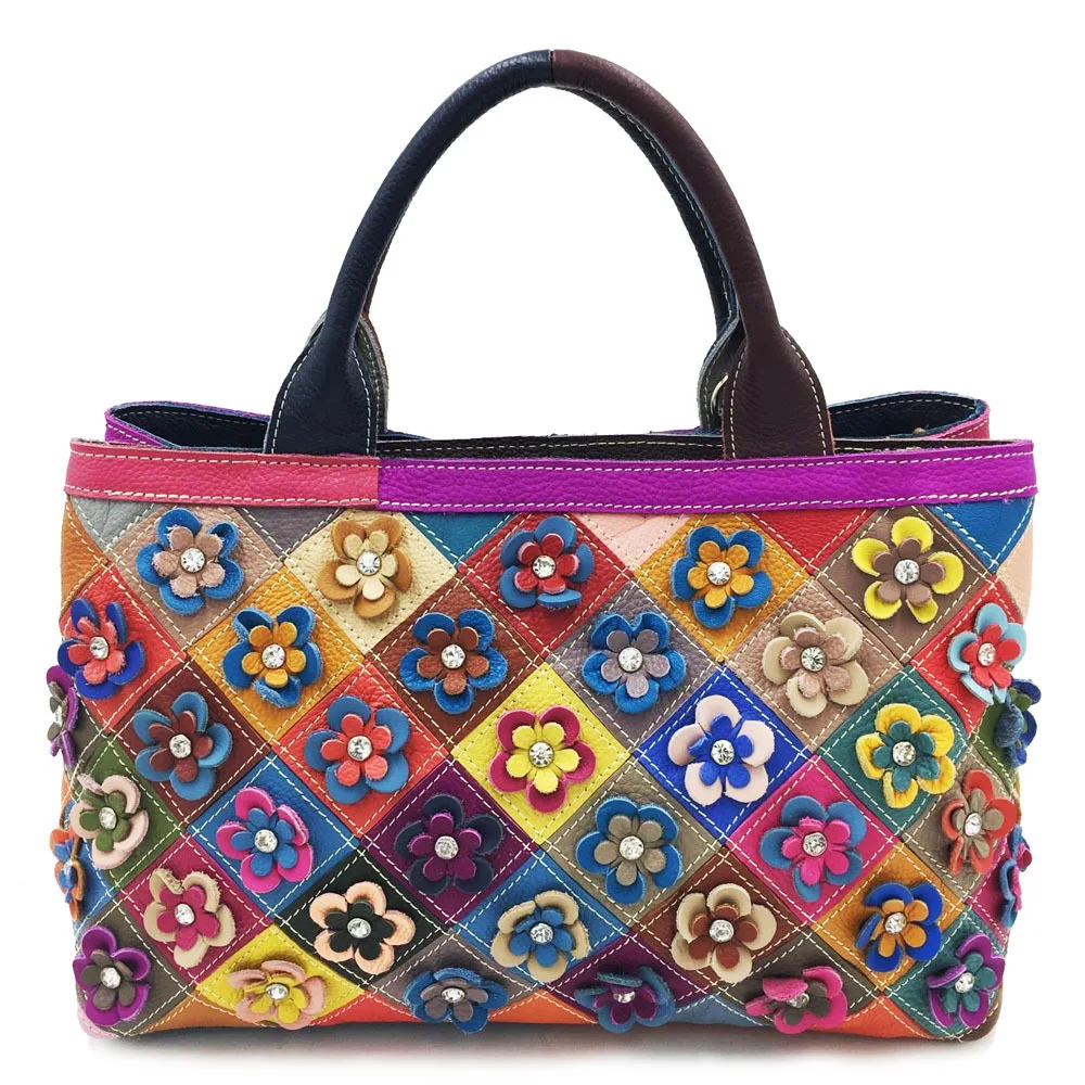 

WOMEN'S Leather Bags 2019 Fashion Wear Flower WOMEN'S Bag Cowhide Hand Shoulder Bag a-Piece Wholesale Lady Bag