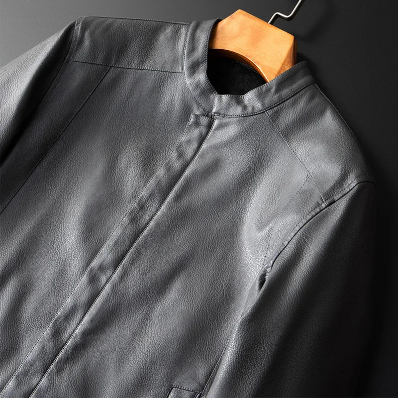 New Arrival Autumn Men's Fashion Leather Jackets Stand Collar Coats Male Motorcycle Leather Jacket Casual Slim Jacket Coat Men